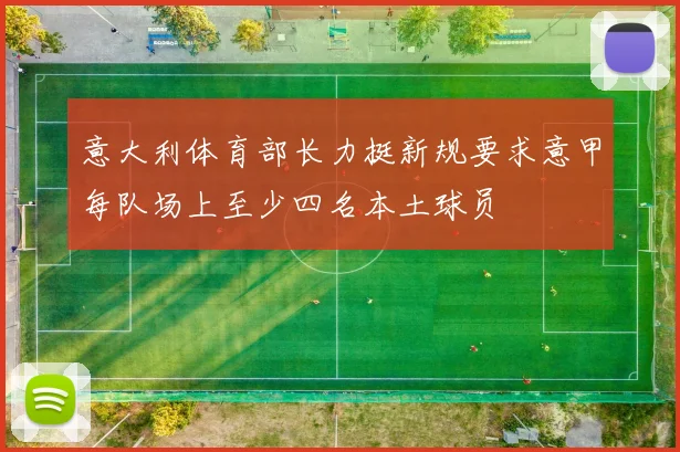 意大利体育部长力挺新规要求意甲每队场上至少四名本土球员